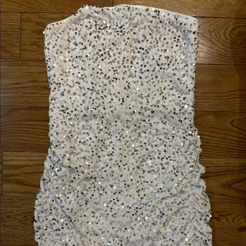 White strapless sequin dress